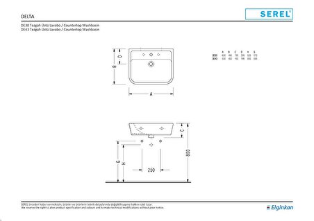 Serel Star Lavabo 48x60 Cm (De30) + Star Yarım Ayak (De21) DE30+DE21