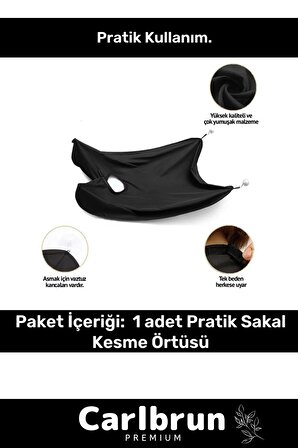 Premium Pratik Vakumlu Aynaya Yapıştırma Aparatlı Evde Saç Sakal Kesme Siyah- Beyaz Set Tıraş Örtüsü