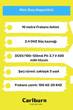 Deluxe Serisi Vantuzlu Su Geçirmez Şarjlı Mini Bluetooth Özellikli Beyaz Duş Kamp Sahil Hoparlörü