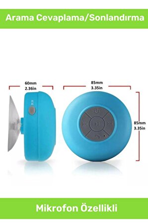 Deluxe Serisi Vantuzlu Su Geçirmez Şarjlı Mini Bluetooth Özellikli Beyaz Duş Kamp Sahil Hoparlörü