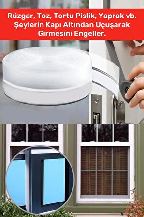 Rüzgar Kesici Ses Böcek Toz Önleyici Yalıtım Kapı Pencere Isı Izolasyon Şeffaf Şerit Bant 5mt 2 Adet