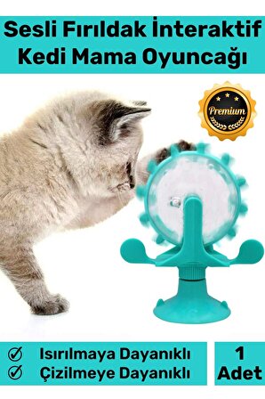 Özel Üretim Vantuzlu Çizilmeye Isırılmaya Dayanıklı Sesli Fırıldak İnteraktif Kedi Mama Oyuncağı