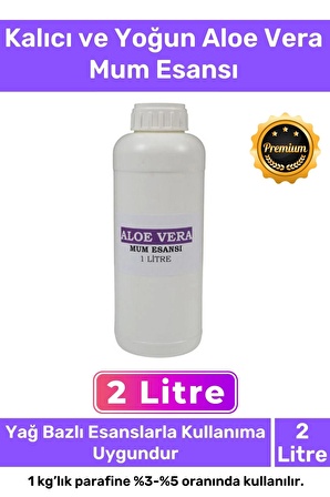 Özel Üretim Kalıcı Yoğun Kaliteli Yağ Bazlı Tüm Ürünlerle Kullanıma Uygun Aloe Vera Mum Esansı 2 LT