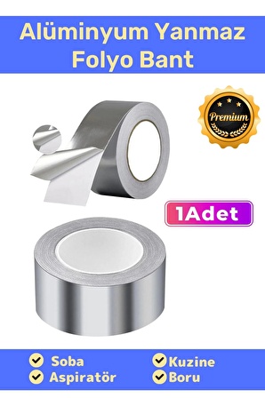 Özel Suya Sıcaklığa Dayanıklı Tamir Soba Boru Yama Alüminyum Yanmaz Folyo Bant 44mm 20mt - 1 Adet