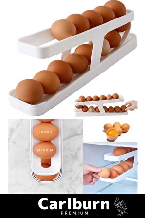 Premium Seri Buzdolabı Plastik 2 Katlı Kullanışlı Pratik Raf Düzenleyici Yeni Nesil Yumurta Standı