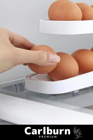 Premium Seri Buzdolabı Plastik 2 Katlı Kullanışlı Pratik Raf Düzenleyici Yeni Nesil Yumurta Standı