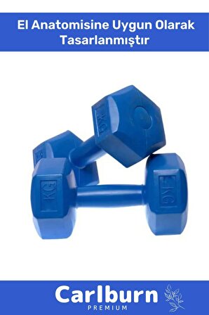 Özel Plastik Köşeli Spor Egzersiz Vücut Kas Geliştirme Fitness Ağırlık Mavi 5 Kg Dambıl Set - 2 Adet