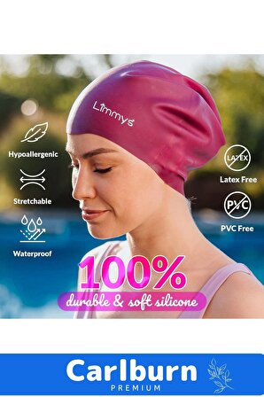 Premium Su Geçirmez Silikon Yüzücü Havuz Ve Deniz Bonesi Elastik Yüzme Şapkası 2'li Set