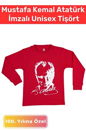 Özel Üretim Premium 30 Ağustos 29 Ekim 10 Kasım Mustafa Kemal Atatürk İmzalı Çocuk Unisex Sweatshirt