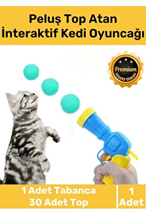 Özel Üretim Evcil Hayvan Tabancalı Hareketli 30 Peluş Toplu Top Atan İnteraktif Kedi Oyuncağı Seti