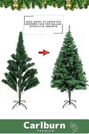 Premium Kutu Süsleme Seti Yılbaşı Çam Ağacı Renkli Işığı Yeni Yıl Süsleri Noel Paketi 150 Cm 220 Dal