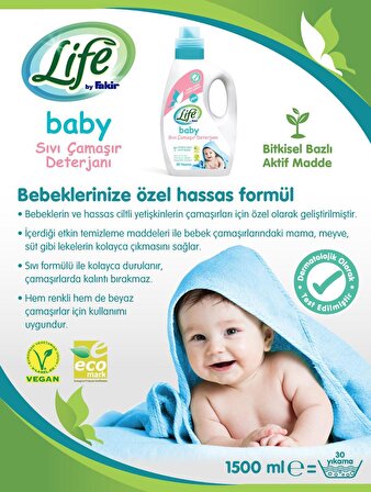 Life By Fakir %100 Bitkisel Bazlı Vegan 1500ml Sıvı Bebek Çamaşır Deterjanı