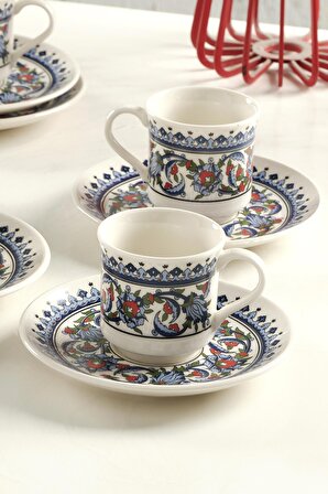 Topkapı Porselen Kahve Fincan Takımı 6 Kişilik Türk Kahvesi Expresso Fincanı Seti