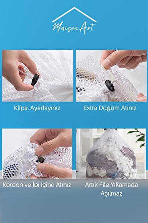 BBag | 3 Adet Çamaşır Yıkama Filesi İpli 60x80 Cm | Çorap Perde Filesi