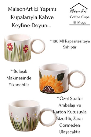 Flower | El Yapımı Seramik Kupa Fincan Bardak Mug Seramik Double Türk Kahve Fincanı