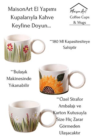 Ivy | 2 Adet Seramik Kupa Fincan Bardak Mug Seramik Double Türk Kahve Fincanı