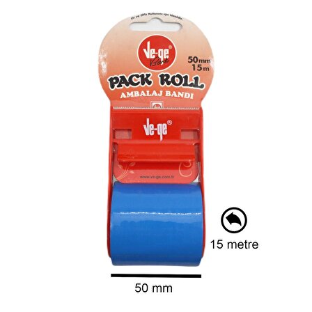 Vege Pack Roll Ambalaj Bandı 50 mm x 15 Metre Mavi