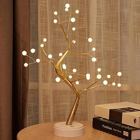 Hl-014T1 Dekoratif Ağaç Masa Lambası Pilli Ve Usb Şarj Edilebilir Kablosuz Ledli 5v Gece Lambası