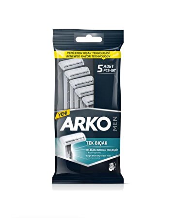 Arko Men 5'li Tek Bıçaklı Tüm Cilt Tipleri İçin Kullan At Tıraş Bıçağı