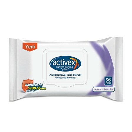 Activex Sensitive Antibakteriyel 56 Yaprak 1 Paket Islak Mendil