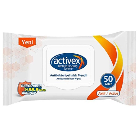 Activex Active Antibakteriyel 50 Yaprak 1 Paket Islak Mendil