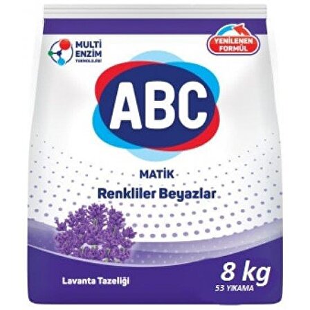 ABC Matik Dağ Esintisi Parfümlü Beyazlar ve Renkliler İçin Toz Çamaşır Deterjanı 8 kg 53 Yıkama
