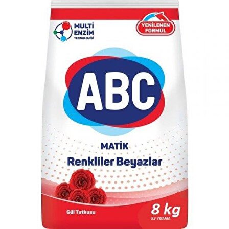 ABC Matik Gül Parfümlü Beyazlar ve Renkliler İçin Toz Çamaşır Deterjanı 8 kg 53 Yıkama