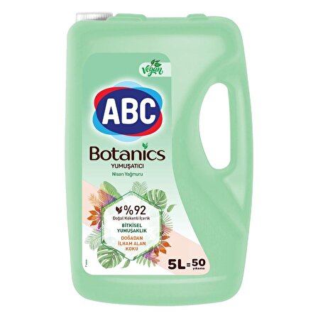 ABC Botanics Organik Nisan Yağmuru Beyazlar ve Renkliler İçin Yumuşatıcı 5000 ml 50 Yıkama