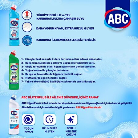ABC Hijyen Plus & Ultra & Karbonatlı Normal Jel Çamaşır Suyu 6 x 750 ml