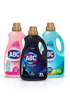 ABC Active Renkliler - Siyahlar İçin Sıvı Deterjan 3x3 lt 60 Yıkama 