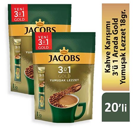 Jacobs Gold Yumuşak Lezzet 3'ü 1 Arada 18 gr 2x10'lu Hazır Kahve