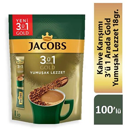 Jacobs Gold Yumuşak Lezzet 3'ü 1 Arada 18 gr 10x10'lu Hazır Kahve