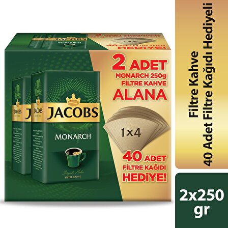 Jacobs Monarch Filtre Kahve 2x250gr Filtre Kağıdı Hediyeli