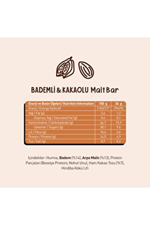 Malty Bademli Kakaolu ve Maltlı Meyve Barı 12li Kutu