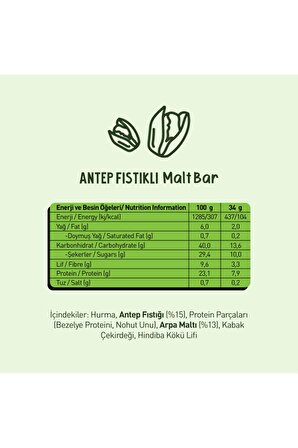 Malty Antep Fıstıklı ve Maltlı Meyve Barı 12'li Kutu