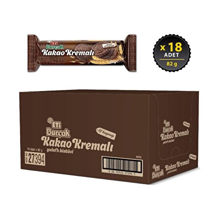 Eti Burçak Kakao Kremalı Yulaflı Bisküvi 82 g x 18 Adet