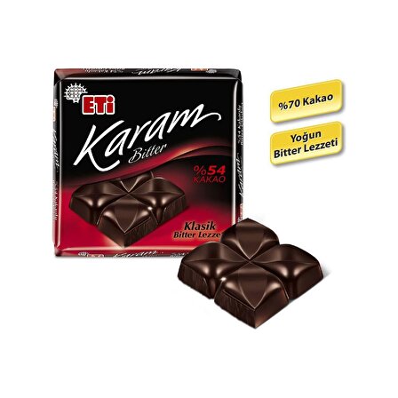 Eti Karam %54 Kakaolu Bitter Çikolata 60 g x 10 Adet
