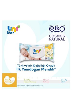 Uni Baby Yenidoğan Alkolsüz-Parfümsüz 18 x 40 Yaprak 18 Paket Islak Mendil