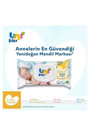 Uni Baby Yenidoğan Alkolsüz-Parfümsüz 40 Yaprak 1 Paket Islak Mendil