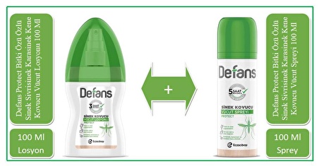 Defans Protect Yüz Ve Cilt Için Bitki Özlü Sinek Kovucu Vücut Spreyi 100 Ml + Defans Protect Sinek Kovucu Vücut Losyon 100 Ml