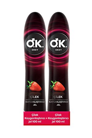 Okey Çilek Kayganlaştırıcı Jel Su Bazlı 200ML 2'li Set