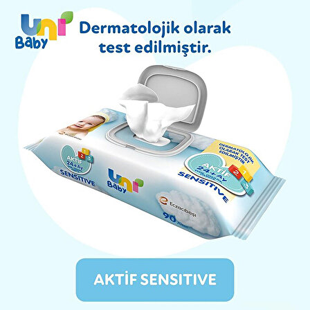 Uni Baby Aktif Sensitive Islak Mendil 12x90 Adet