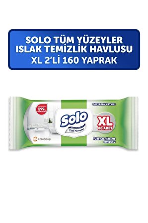 Solo Tüm Yüzeyler Islak Temizleme Havlusu XL 2'li 160 Yaprak