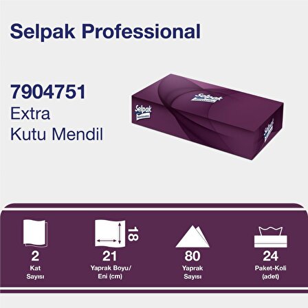 Selpak Professional Extra Kutu Mendil 80 Yaprak Koli Içi 24 Paket 7900096