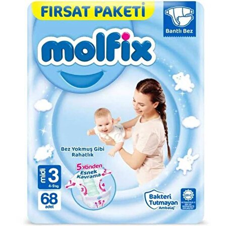 Molfix Bebek Bezi Ultra Fırsat Paketi Maxi 3 No 68 Li