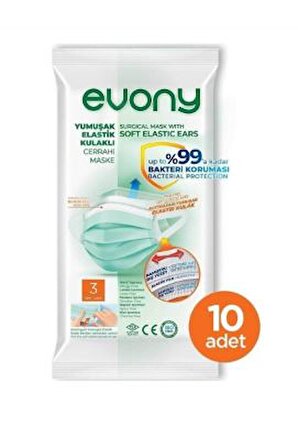 Evony 3 Katlı Yeni Nesil Cerrahi Çocuk Maskesi (10'lu Paket)