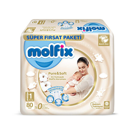 Molfix Pure&Soft Süper Fırsat Paketi Yenidoğan 1 Beden 80 Adet