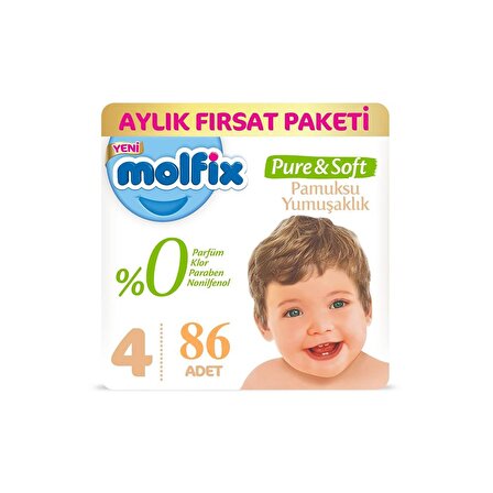 Molfix Pure &Amp; Soft Bebek Bezi Maxi 4 No 86 Lı