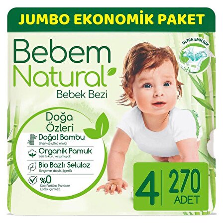 Bebem Natural Maxi 4 Beden (7-14 Kg) Jumbo Avantaj Paketi 270'lı