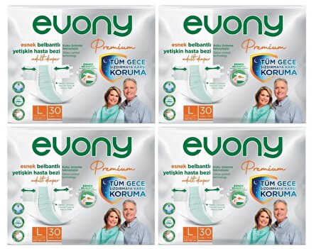 Evony Premium Belbantlı Büyük Large L Hasta Bezi 120 Adet